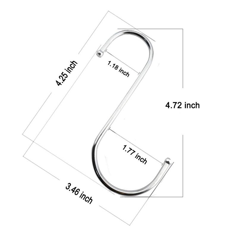 LOYMR 14 Pcs Heavy Duty 4.7 Inches Extra Large S Shape Hooks Heavy-Duty Metal Hanging Hooks Apply Kitchenware Bathroom Utensils Plants Towels Gardening Multiple uses Tools (Silver) - Image 4